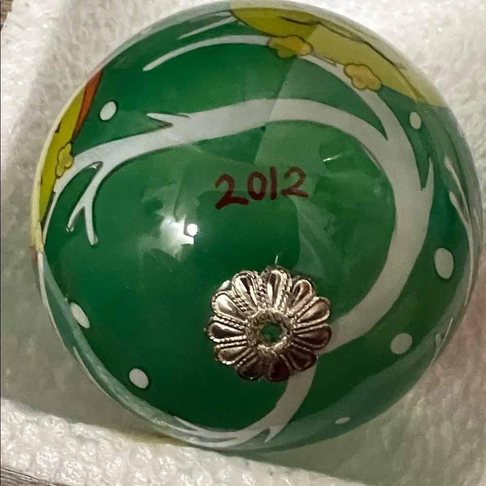 Pier 1 Imports Li Bien Glass HAPPY HOLIDAYS Owl Christmas Tree Ornament 2012